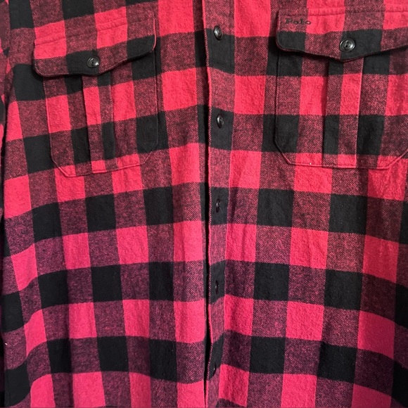 POLO Ralph Lauren Women’s Country Black & Red Check Flannel Fringe - Size L - Picture 4 of 11
